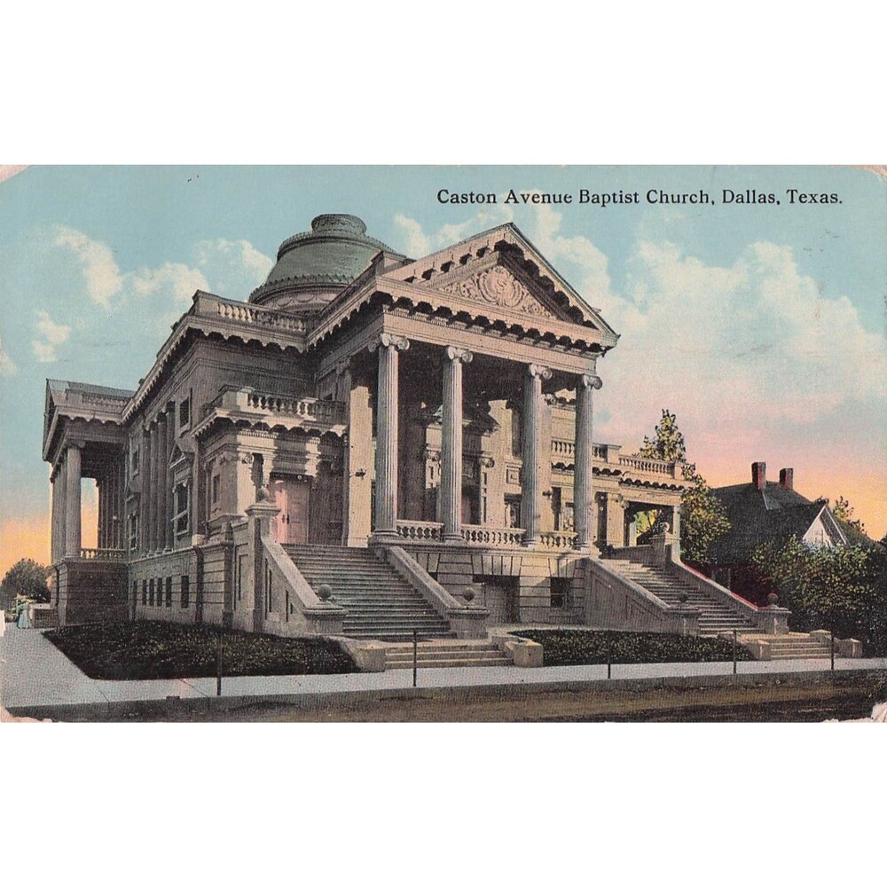 Caston Avenue Baptist Church Dallas Texas TX Antique Postcard 1915 Edwin Paul